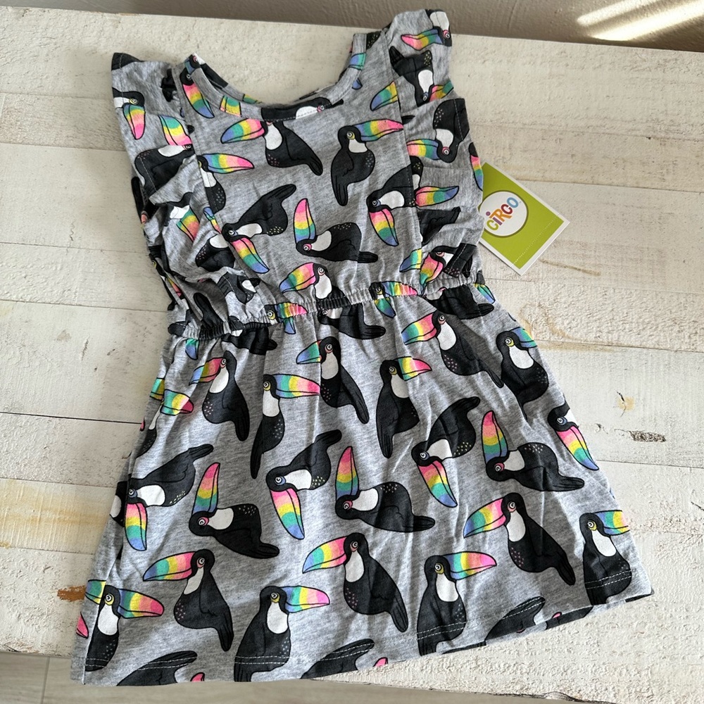 Circo grey and toucan graphic dress sz: 18M NWT